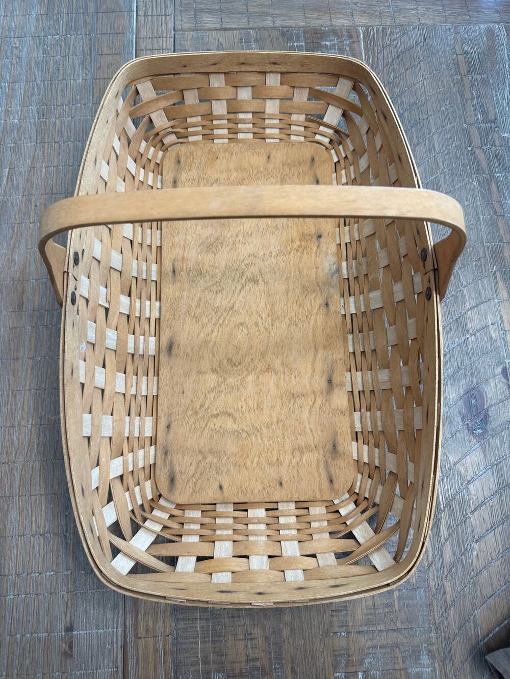 Vintage 1993 Longaberger Large Market Basket Handwoven Wood USA